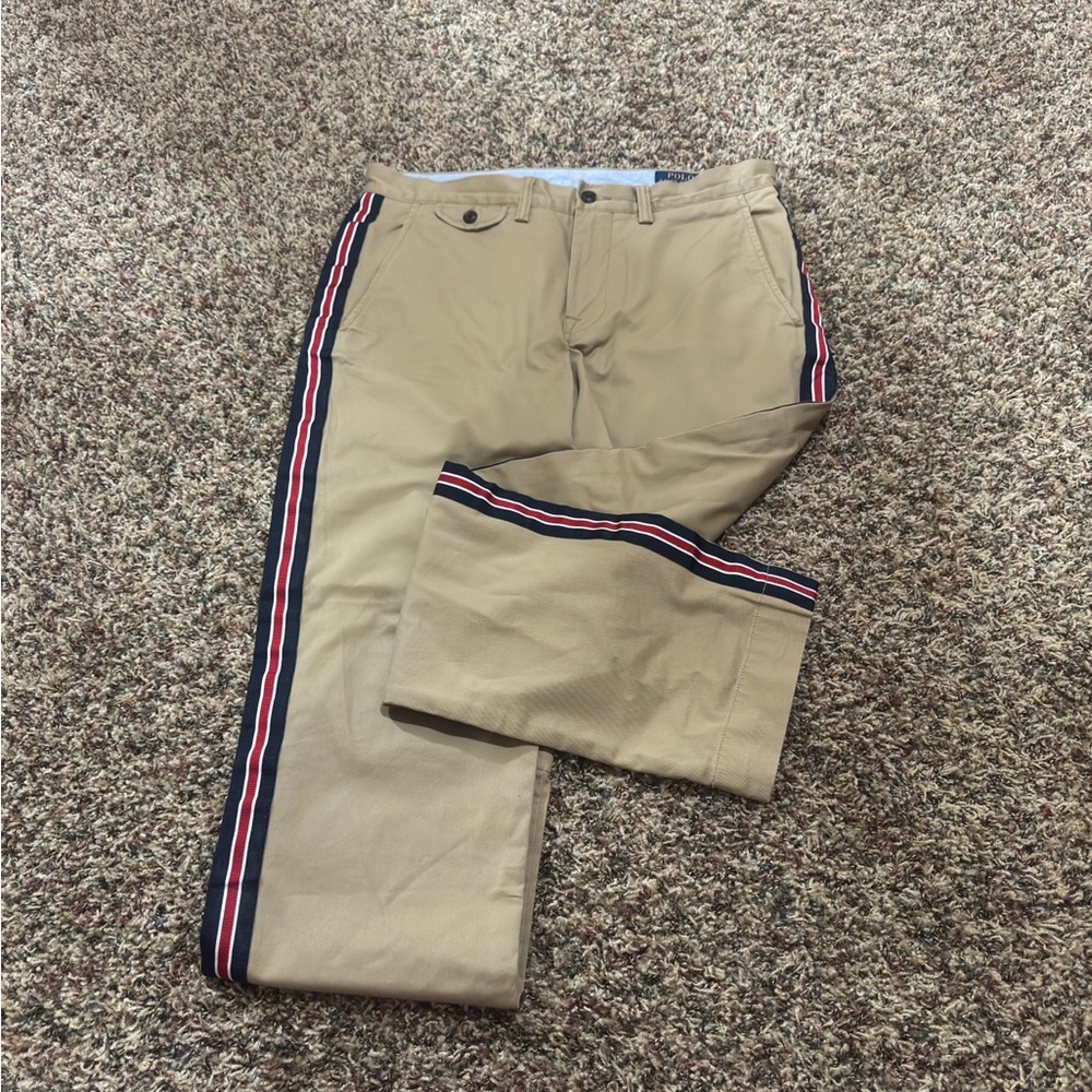 Polo Ralph Lauren Stretch Straight Fit khaki Chinos with Striped Detail